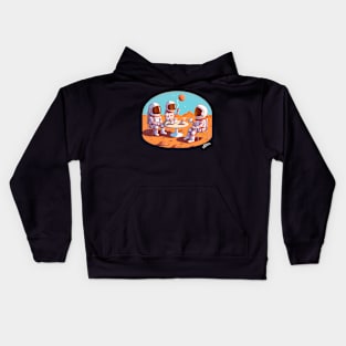 Astronauts drinking coffee on Mars Kids Hoodie